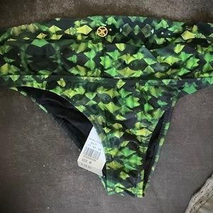 NEW ViX Paula Hermanny Amazonia Green Multicolor Print Bikini Bottom, Size: M